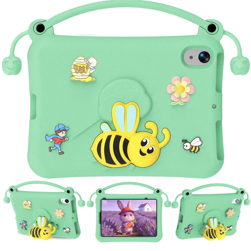 For iPad mini (2024)  /  (2021) EVA Case Bee Style Kickstand Tablet Cover with Carry Handle - Light Cyan