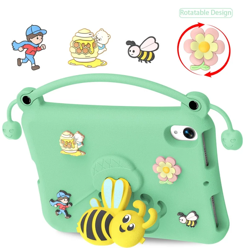 For iPad mini (2024)  /  (2021) EVA Case Bee Style Kickstand Tablet Cover with Carry Handle - Light Cyan