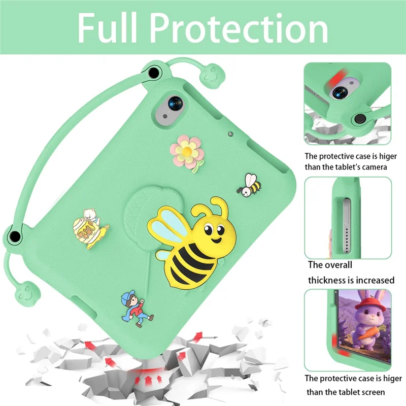 For iPad mini (2024)  /  (2021) EVA Case Bee Style Kickstand Tablet Cover with Carry Handle - Light Cyan