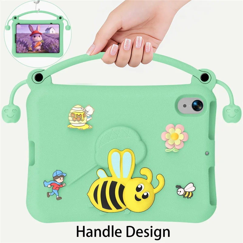 For iPad mini (2024)  /  (2021) EVA Case Bee Style Kickstand Tablet Cover with Carry Handle - Light Cyan