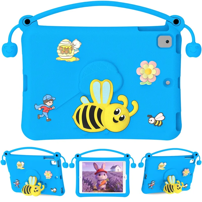 EVA Case For iPad 10.2 (2021)  /  (2020)  /  (2019)  /  Air 10.5 inch (2019) Bee Style Kickstand Tablet Cover with Carry Handle - Blue