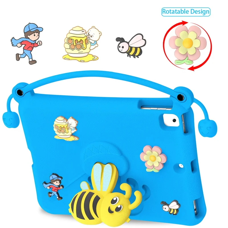 EVA Case For iPad 10.2 (2021)  /  (2020)  /  (2019)  /  Air 10.5 inch (2019) Bee Style Kickstand Tablet Cover with Carry Handle - Blue
