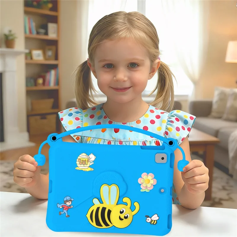 EVA Case For iPad 10.2 (2021)  /  (2020)  /  (2019)  /  Air 10.5 inch (2019) Bee Style Kickstand Tablet Cover with Carry Handle - Blue