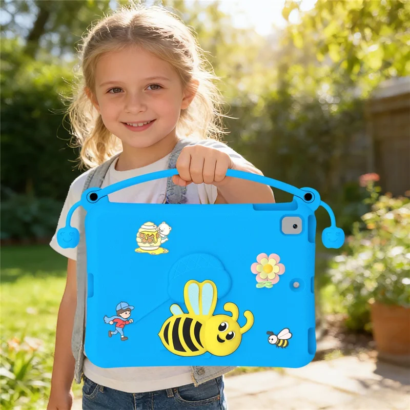 EVA Case For iPad 10.2 (2021)  /  (2020)  /  (2019)  /  Air 10.5 inch (2019) Bee Style Kickstand Tablet Cover with Carry Handle - Blue