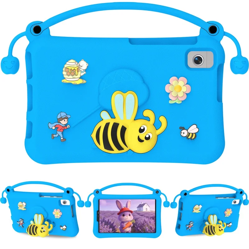 EVA Case For Samsung Galaxy Tab A11  /  A9  /  A7 Lite 8.7-inch  /  A 8.0 (2019)  /  Lenovo Tab K9 Bee Style Kickstand Tablet Cover with Carry Handle - Blue