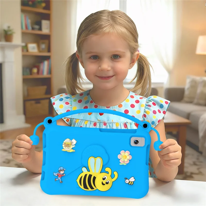 EVA Case For Samsung Galaxy Tab A11  /  A9  /  A7 Lite 8.7-inch  /  A 8.0 (2019)  /  Lenovo Tab K9 Bee Style Kickstand Tablet Cover with Carry Handle - Blue