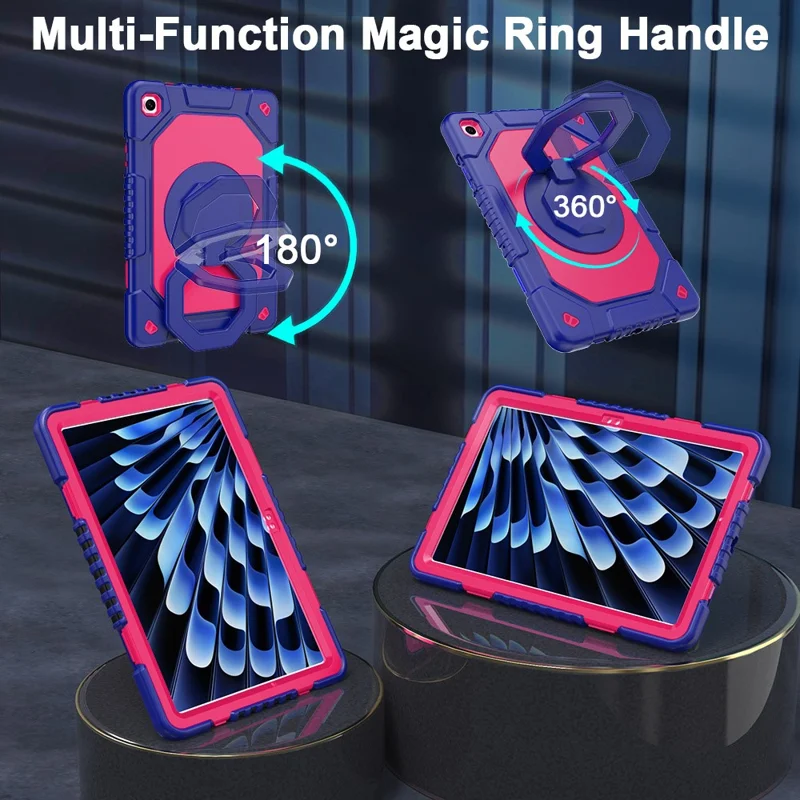 Tablet-Hülle für Samsung Galaxy Tab A11+ / A9+ mit Griff, Ständer, stoßfest, Silikon + PC, mit Stiftschlitz - Rose / Marineblau