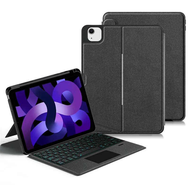 For iPad Air (2022) / (2020) Leather Case + Bluetooth-Compatible Keyboard with Backlight Trackpad
