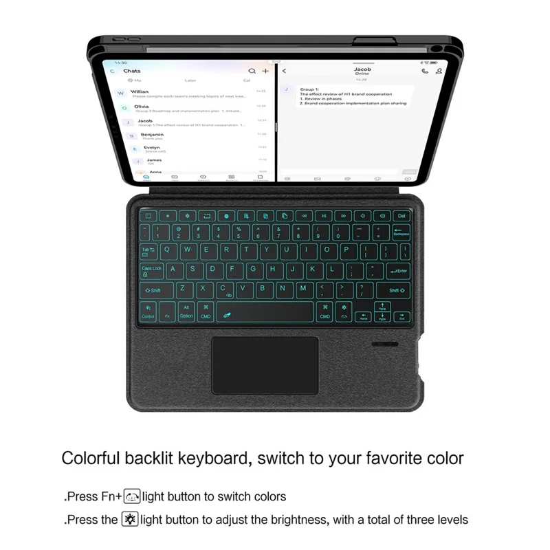 For iPad Air (2022) / (2020) Leather Case + Bluetooth-Compatible Keyboard with Backlight Trackpad