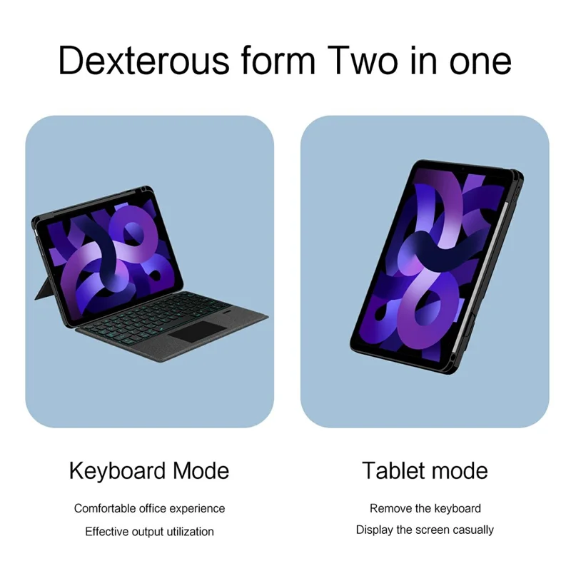 For iPad Air (2022) / (2020) Leather Case + Bluetooth-Compatible Keyboard with Backlight Trackpad