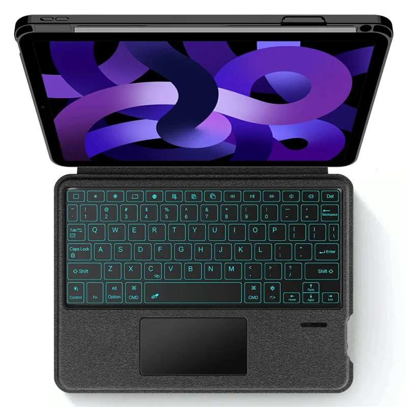 For iPad Air (2022) / (2020) Leather Case + Bluetooth-Compatible Keyboard with Backlight Trackpad