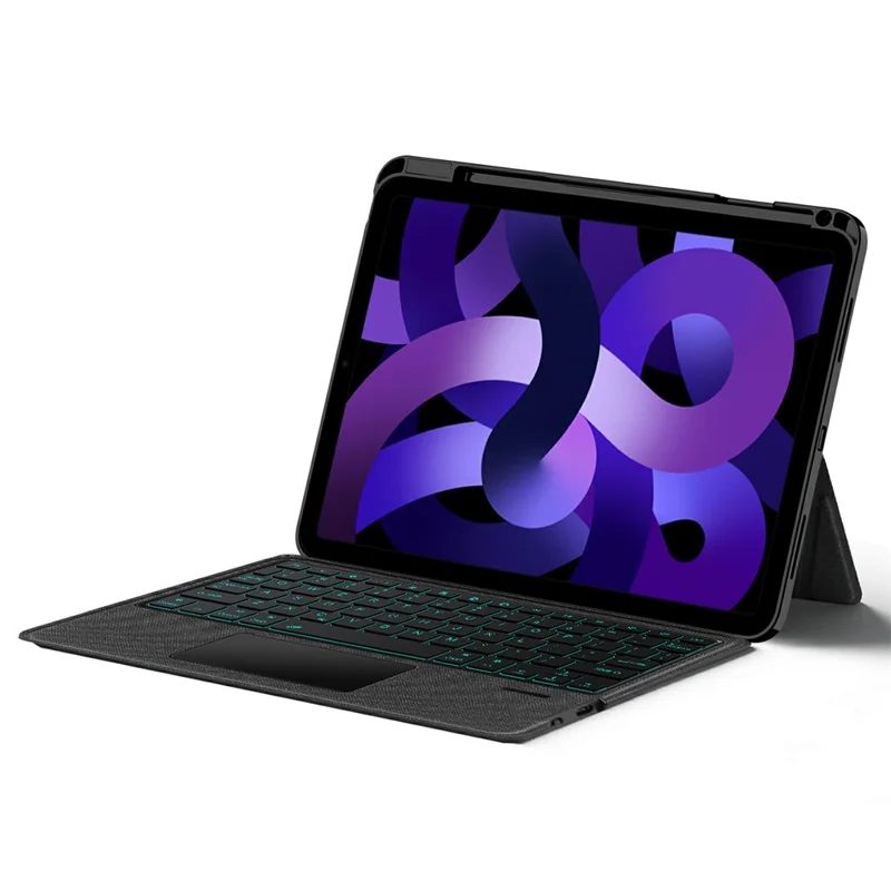 For iPad Air (2022) / (2020) Leather Case + Bluetooth-Compatible Keyboard with Backlight Trackpad