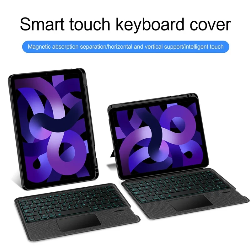 For iPad Air (2022) / (2020) Leather Case + Bluetooth-Compatible Keyboard with Backlight Trackpad