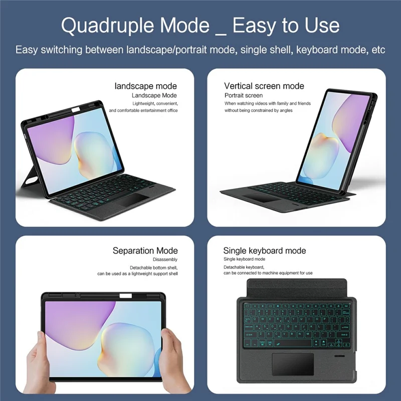 For Huawei MatePad 11.5 (2026) Leather Case + Bluetooth-Compatible Keyboard with Backlight Trackpad