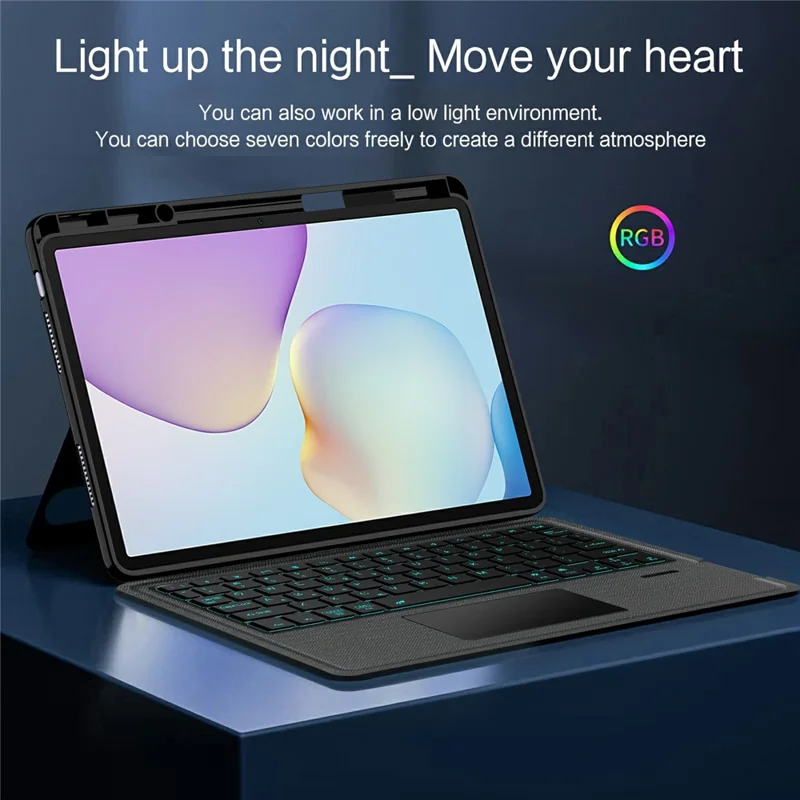 For Huawei MatePad 11.5 (2026) Leather Case + Bluetooth-Compatible Keyboard with Backlight Trackpad