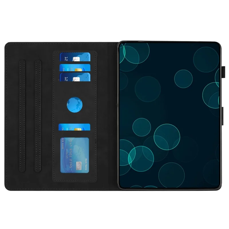 Til Samsung Galaxy Tab A11+ / A9+ Taske med Diamantstruktur Læder Stående Flipdæksel til Tablet med Kortholder - Sort