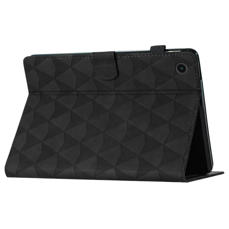 Til Samsung Galaxy Tab A11+ / A9+ Taske med Diamantstruktur Læder Stående Flipdæksel til Tablet med Kortholder - Sort