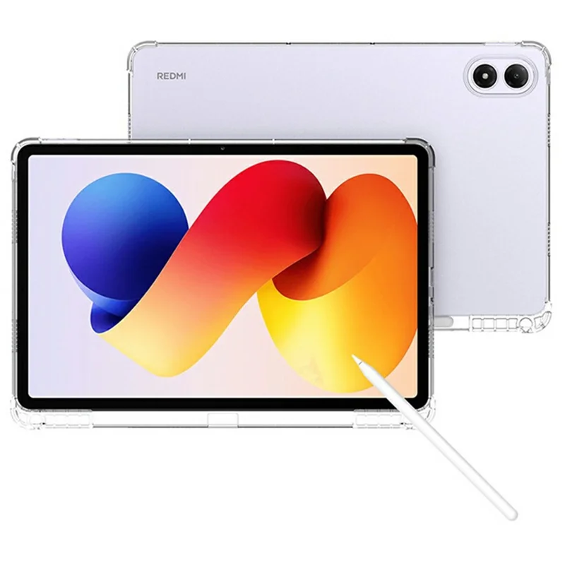 For Xiaomi Redmi Pad 2 Pro Case Reinforced Four Corner Anti-Drop TPU Tablet Cover with Pen Slot - Transparent