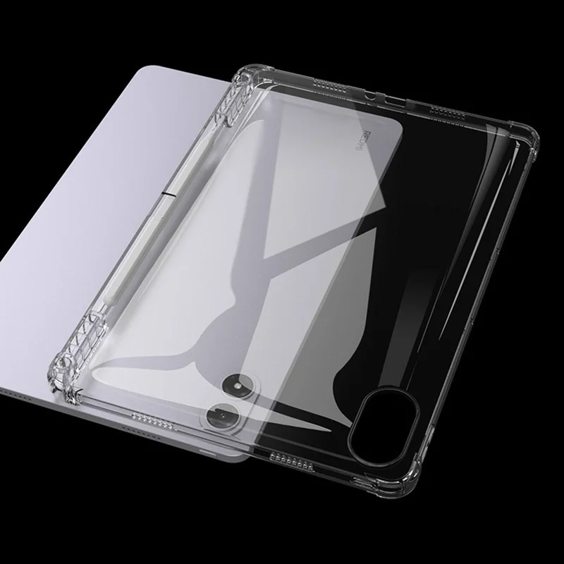 For Xiaomi Redmi Pad 2 Pro Case Reinforced Four Corner Anti-Drop TPU Tablet Cover with Pen Slot - Transparent