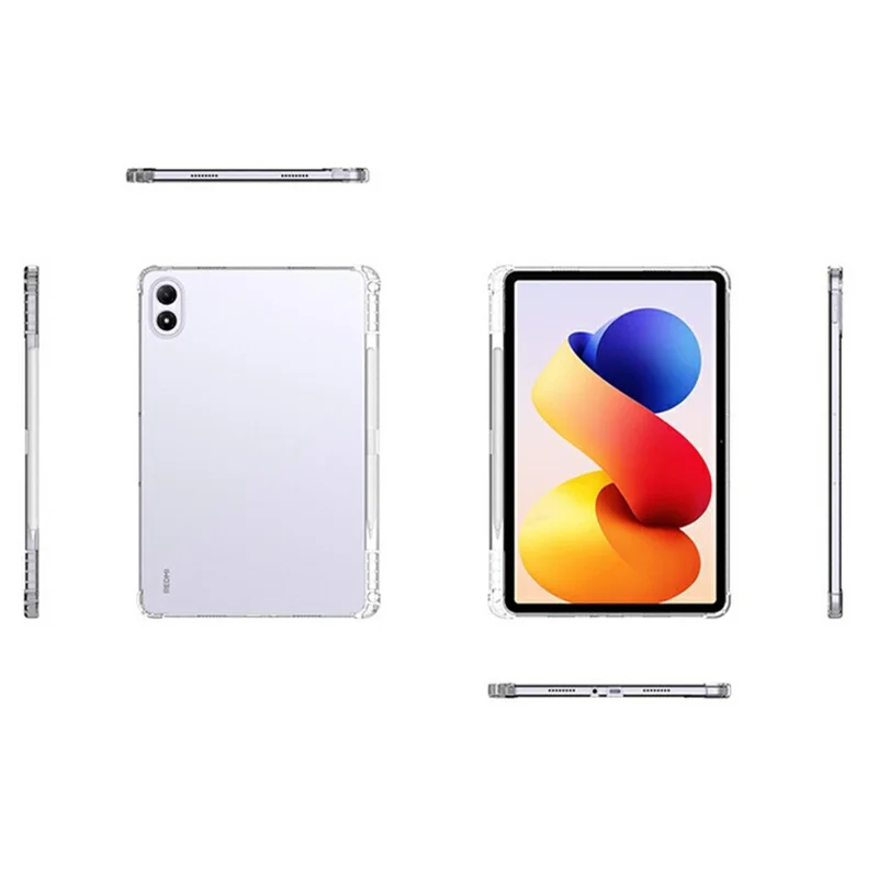 For Xiaomi Redmi Pad 2 Pro Case Reinforced Four Corner Anti-Drop TPU Tablet Cover with Pen Slot - Transparent