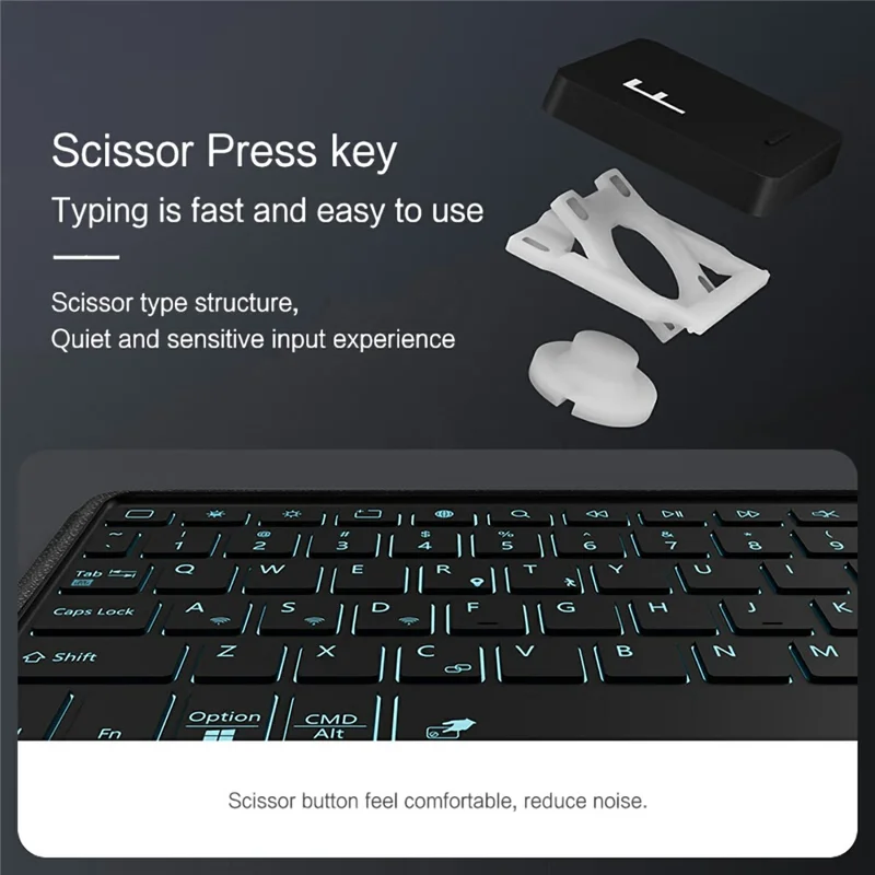 For Honor Pad 10 Pro Leather Case + Bluetooth-Compatible Keyboard with Backlight Trackpad - Black