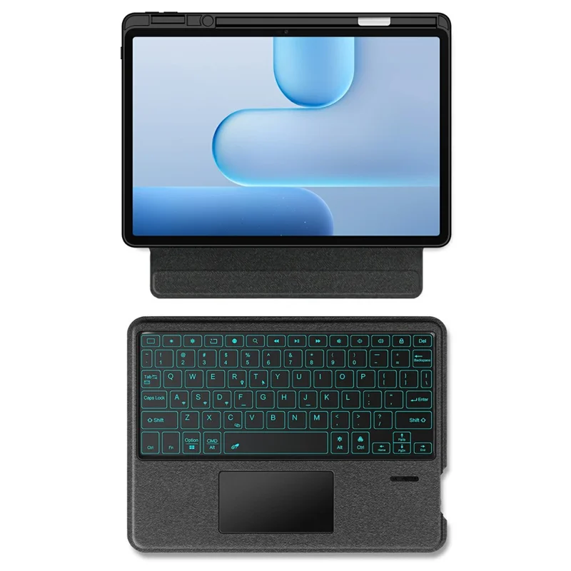 For Honor Pad 10 Pro Leather Case + Bluetooth-Compatible Keyboard with Backlight Trackpad - Black