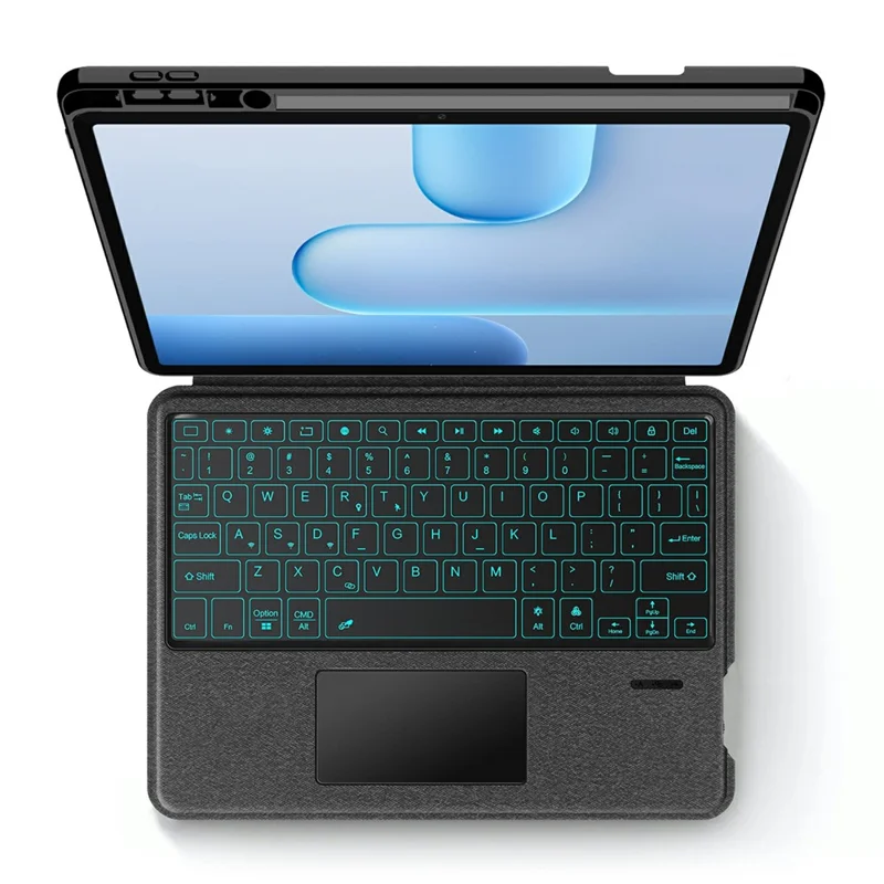 For Honor Pad 10 Pro Leather Case + Bluetooth-Compatible Keyboard with Backlight Trackpad - Black