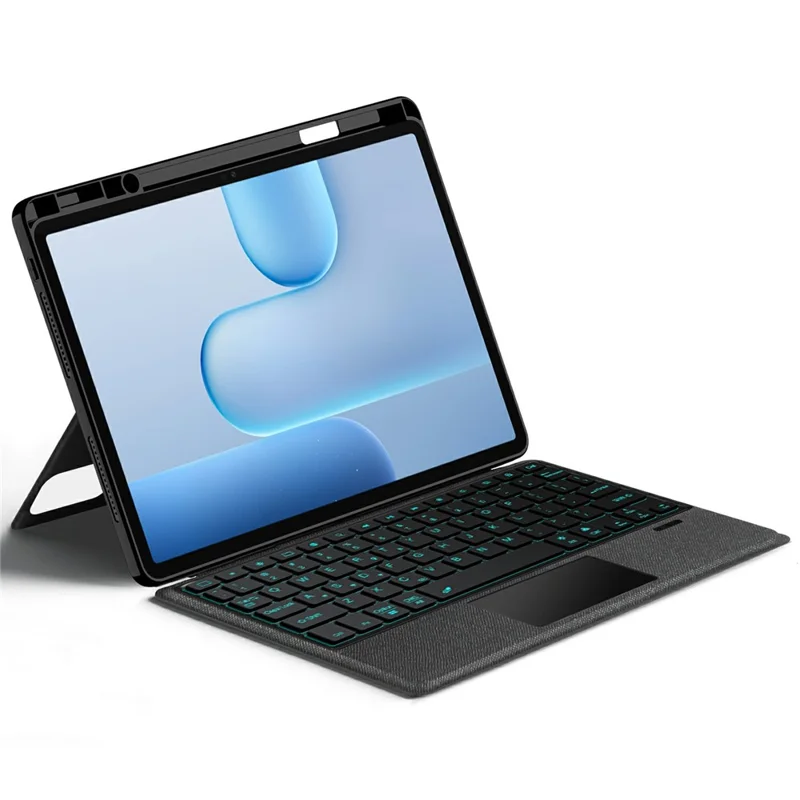 For Honor Pad 10 Pro Leather Case + Bluetooth-Compatible Keyboard with Backlight Trackpad - Black