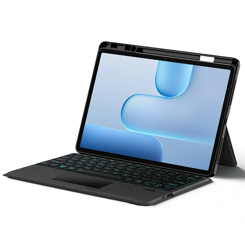 For Honor Pad 10 Pro Leather Case + Bluetooth-Compatible Keyboard with Backlight Trackpad - Black