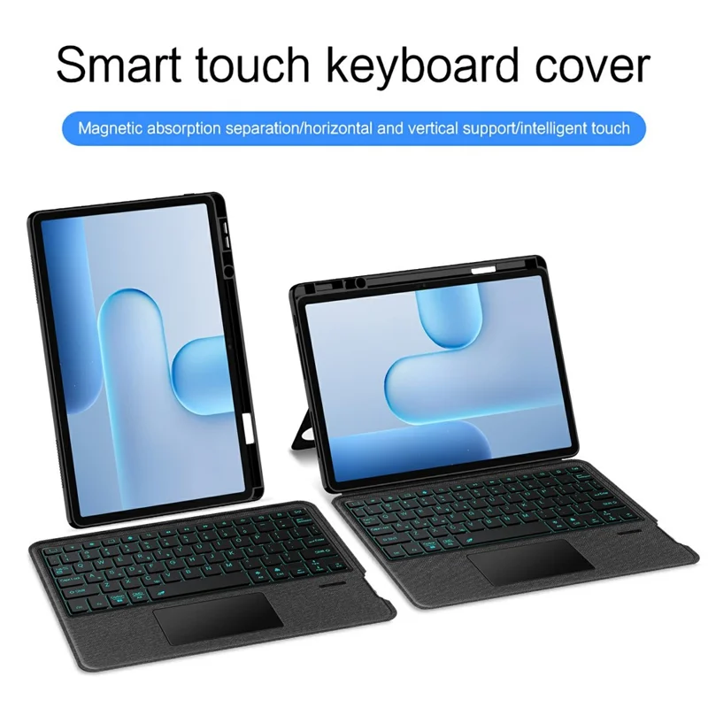 For Honor Pad 10 Pro Leather Case + Bluetooth-Compatible Keyboard with Backlight Trackpad - Black