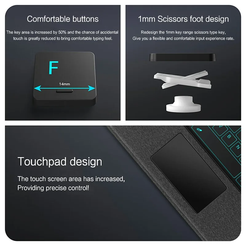 For Honor Pad 10 Pro Leather Case + Bluetooth-Compatible Keyboard with Backlight Trackpad - Black