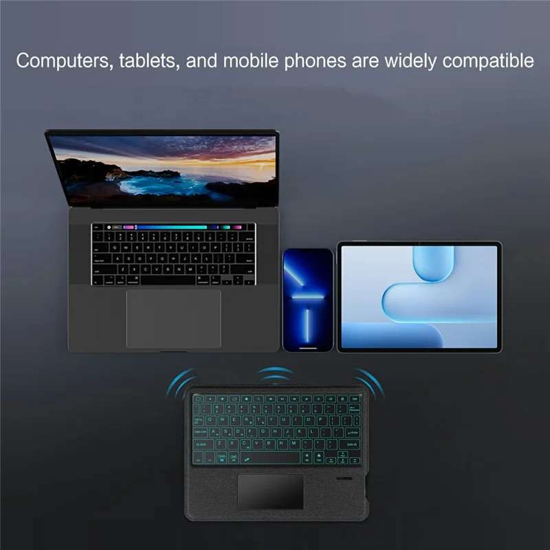 For Honor Pad 10 Pro Leather Case + Bluetooth-Compatible Keyboard with Backlight Trackpad - Black