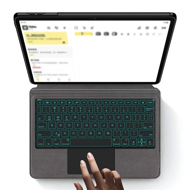 For Honor Pad 10 Pro Leather Case + Touchpad Bluetooth-Compatible Keyboard with Backlit - Black