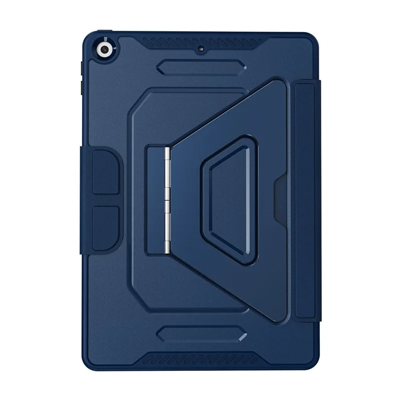 Чехол для планшета iPad 10.2 (2021) / (2020) / (2019) с подставкой из алюминиевого сплава, трехпозиционной подставкой, съемной кожаной крышкой из искусственной кожи, защитой из ТПУ и поликарбоната — темно-синий