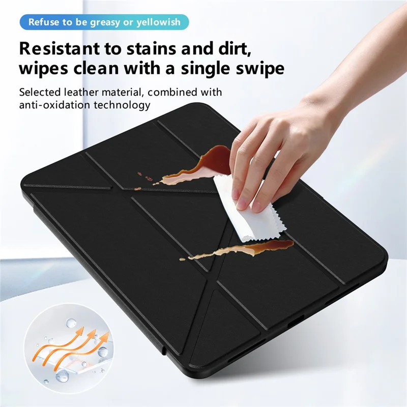 Чехол для планшета iPad Air 11 (2025) / (2024) / Pro 11 (2022) / (2021) / (2020) / (2018) с подставкой из алюминиевого сплава, трехпозиционной подставкой, съемной кожаной крышкой из искусственной кожи, ТПУ, поликарбонат - Черный / Синий