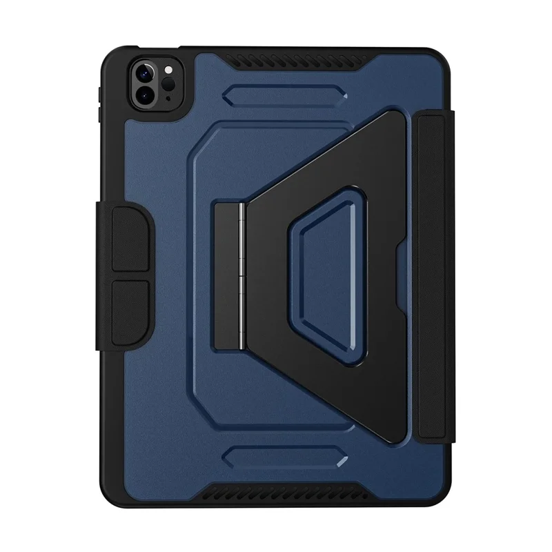 Чехол для планшета iPad Air 11 (2025) / (2024) / Pro 11 (2022) / (2021) / (2020) / (2018) с подставкой из алюминиевого сплава, трехпозиционной подставкой, съемной кожаной крышкой из искусственной кожи, ТПУ, поликарбонат - Черный / Синий