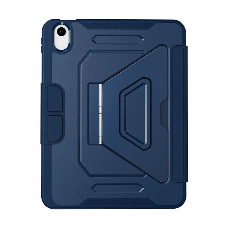 Étui pour iPad (2025) / 10,9 (2022) avec pied en alliage d'aluminium, support triangulaire, housse en cuir PU amovible, protection TPU et PC - Bleu marine