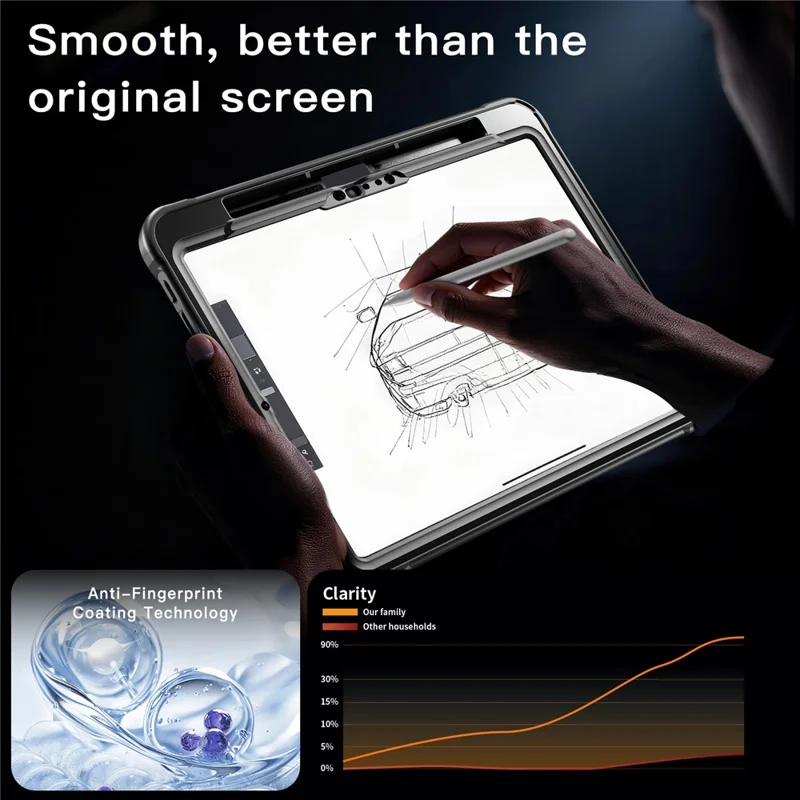 Kickstand Case for iPad Pro 11 (2025) / (2024) Drop Protection TPU + PC Tablet Cover with 9H Screen Film - Black