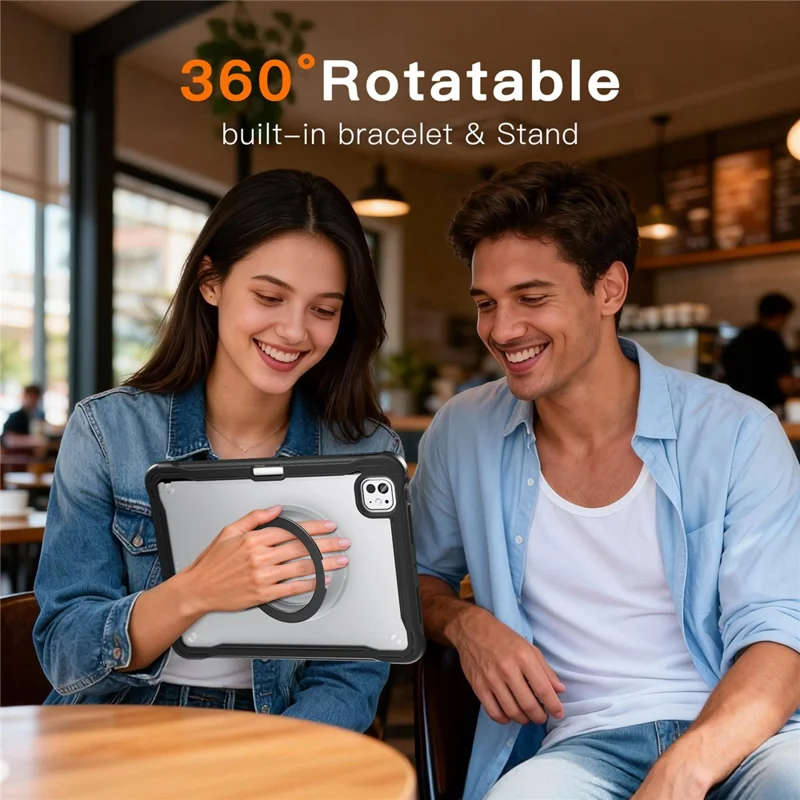 Kickstand Case with Shoulder Strap / Screen Film for iPad Pro 11 (2025) / (2024) Drop Protection TPU + PC Tablet Cover - Black