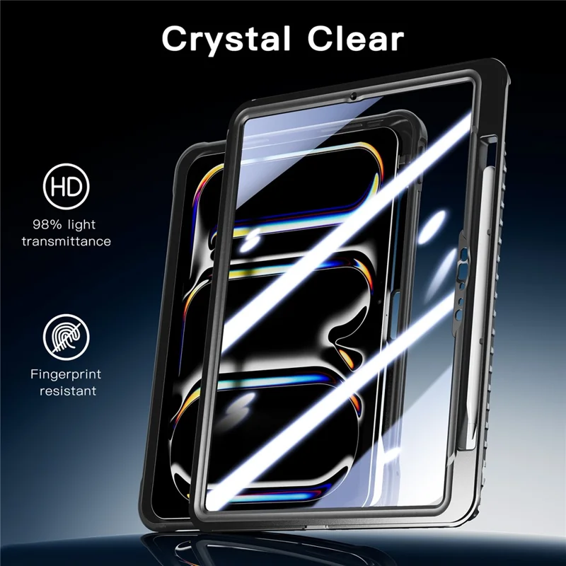 Kickstand Case with Shoulder Strap / Screen Film for iPad Pro 11 (2025) / (2024) Drop Protection TPU + PC Tablet Cover - Black