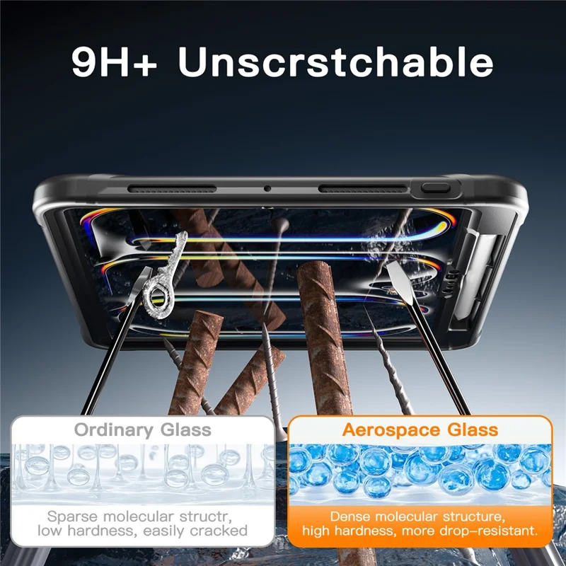 Kickstand Case with Shoulder Strap / Screen Film for iPad Pro 11 (2025) / (2024) Drop Protection TPU + PC Tablet Cover - Black