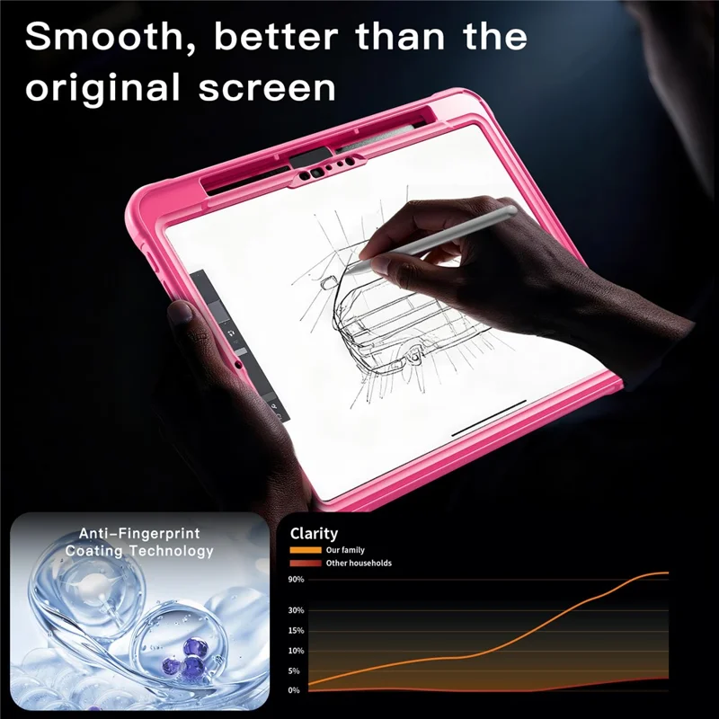 Kickstand Case with Shoulder Strap / Screen Film for iPad Pro 11 (2025) / (2024) Drop Protection TPU + PC Tablet Cover - Rose