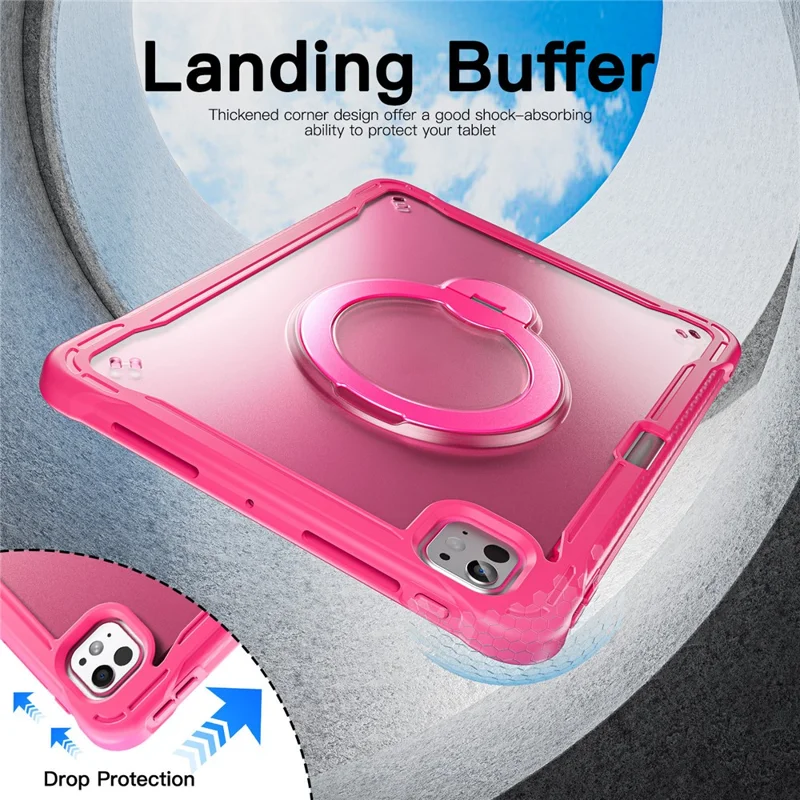 Kickstand Case with Shoulder Strap / Screen Film for iPad Pro 11 (2025) / (2024) Drop Protection TPU + PC Tablet Cover - Rose