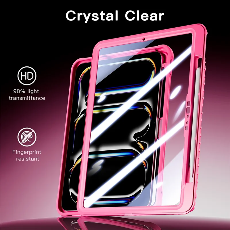 Kickstand Case with Shoulder Strap / Screen Film for iPad Pro 11 (2025) / (2024) Drop Protection TPU + PC Tablet Cover - Rose