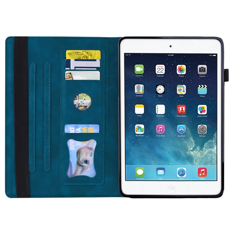 Tablet Case For iPad mini (2019) 7.9 inch  /  mini 4  / mini 3  /  Mini 2  /  Mini Card Slot PU Leather Stand Tablet Cover - Blue