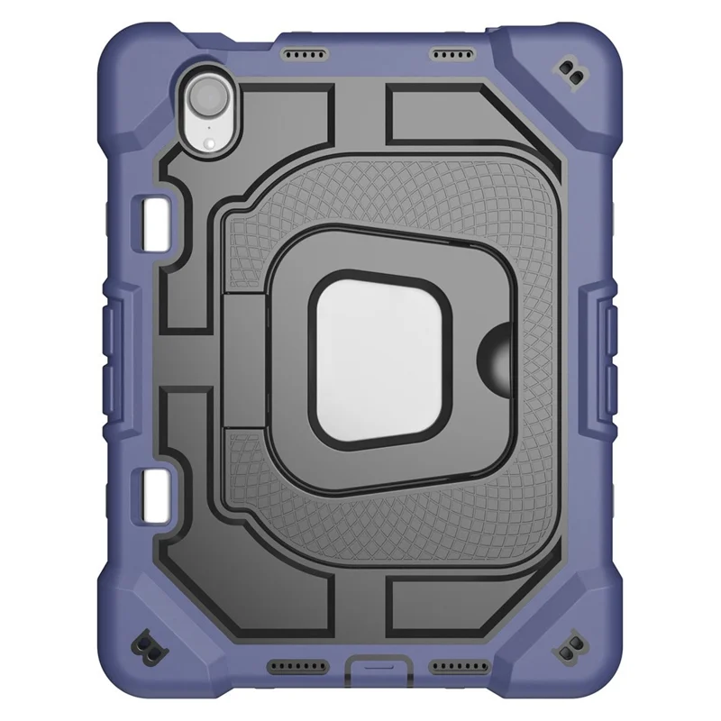 For iPad mini (2024) / (2021) Case Kickstand Silicone + PC Shockproof Protective Tablet Cover - Navy Blue + Black