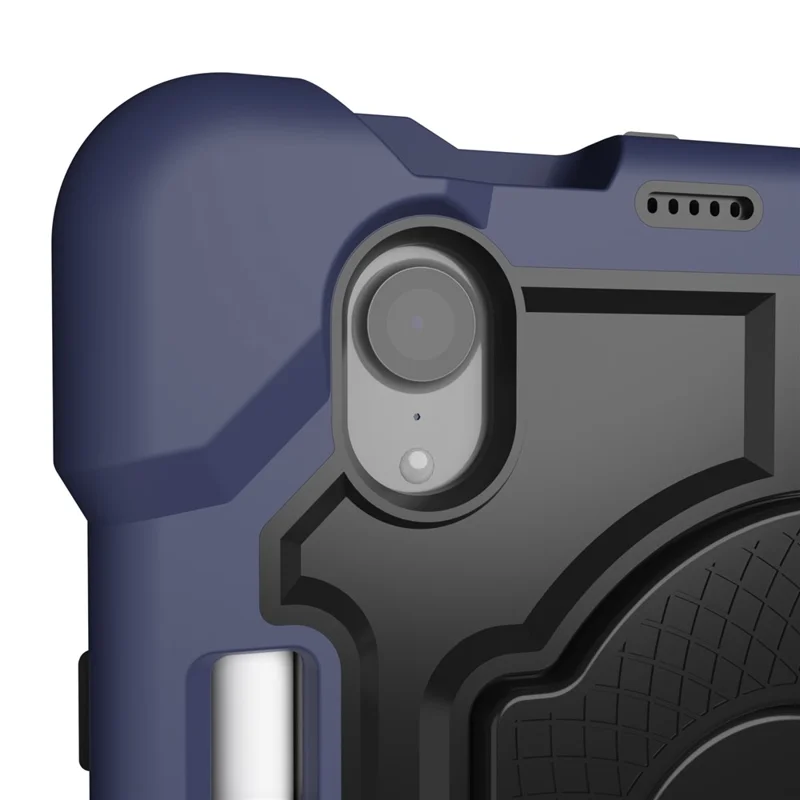 For iPad mini (2024) / (2021) Case Kickstand Silicone + PC Shockproof Protective Tablet Cover - Navy Blue + Black