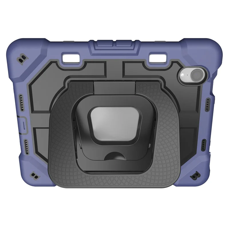 For iPad mini (2024) / (2021) Case Kickstand Silicone + PC Shockproof Protective Tablet Cover - Navy Blue + Black