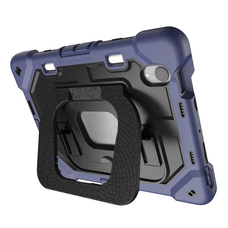For iPad mini (2024) / (2021) Case Kickstand Silicone + PC Shockproof Protective Tablet Cover - Navy Blue + Black