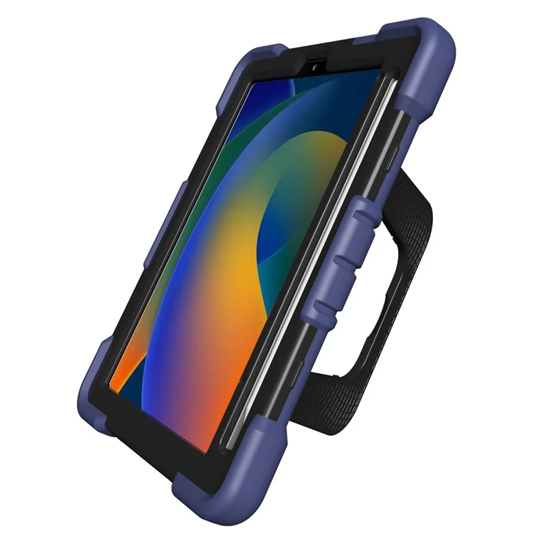 For iPad mini (2024) / (2021) Case Kickstand Silicone + PC Shockproof Protective Tablet Cover - Navy Blue + Black